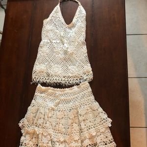 Lace halter and skirt outfit